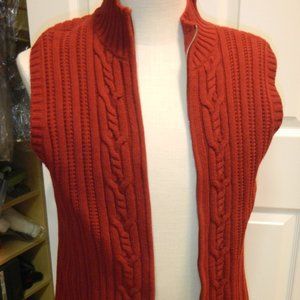 Zip front, cable knit sweater vest